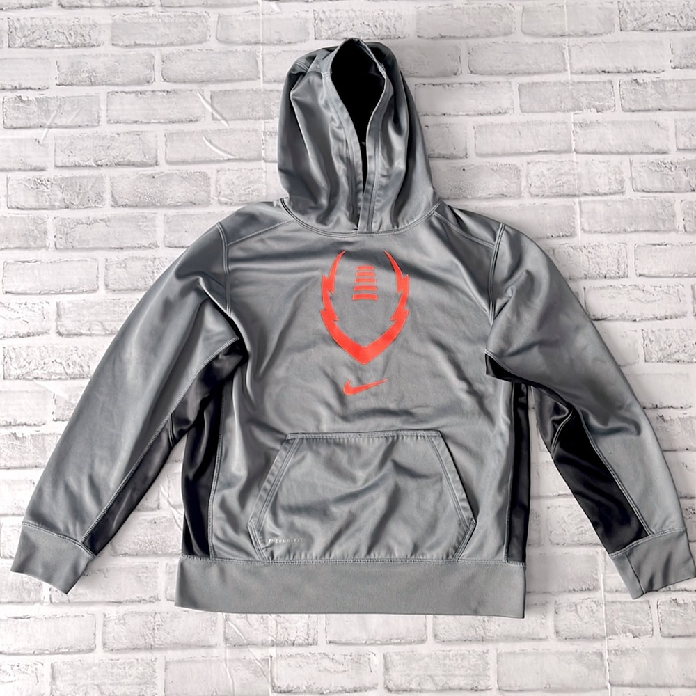 Nike Therma Fit Football Sweatshirt Hoodie  Gray - Size Youth XL - Athletic
